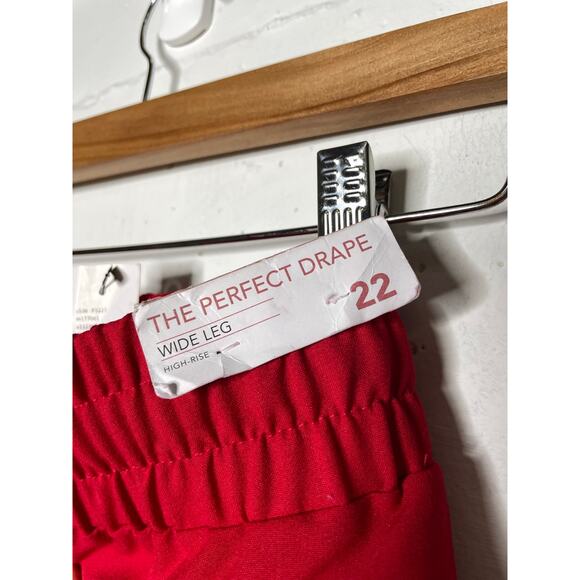 NEW Lane Bryant The Perfect Drape Wide Leg High Waist Pull On Red Pants Size 22 - Picture 2 of 6